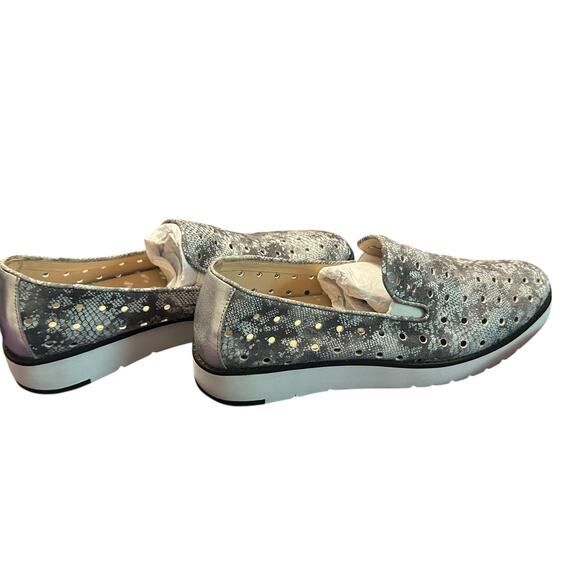 JOHNSTON & MURPHY Flex Perforated Suede Snake Slip On Loafer SZ 8M Gray Silver - Picture 3 of 6